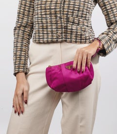Prada Pink Pleated Satin Wristlet Pouch
