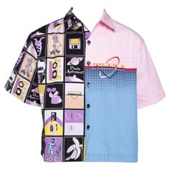 Prada Pink Printed Cotton Patchwork Shirt XL