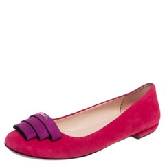 Prada Pink/Purple Suede Logo Ballet Flats Size 36.5
