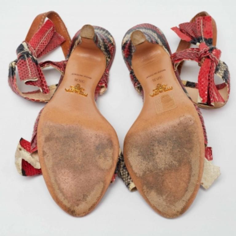 Prada Rosa Python Leder Schleife Knöchelriemen Sandalen Größe 36.5 im Angebot 2
