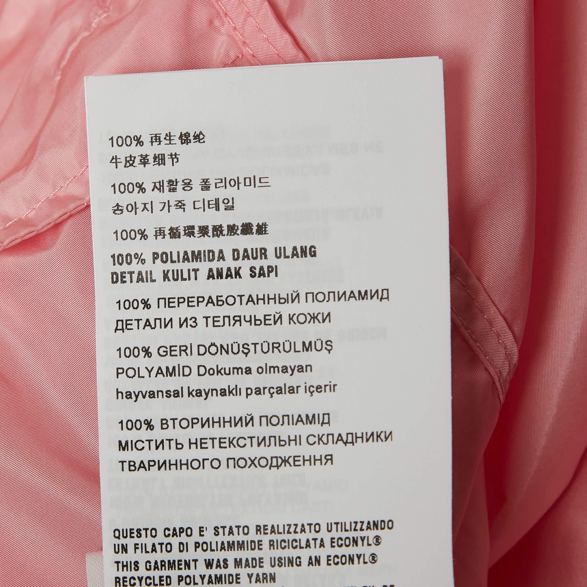 Prada Pink Re-Nylon Cropped Zip-Up Jacket S For Sale 1