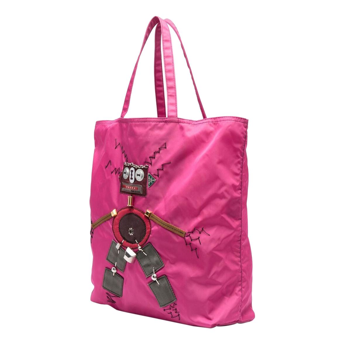 Prada Pink Robot Nylon Tote Bag