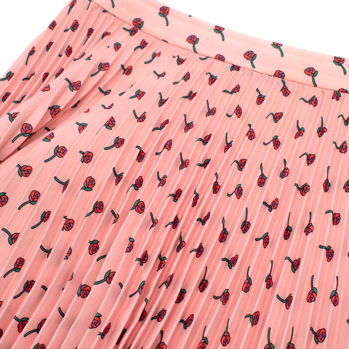 Women's Prada Pink Roses Print Pleated Skirt - Size US 2