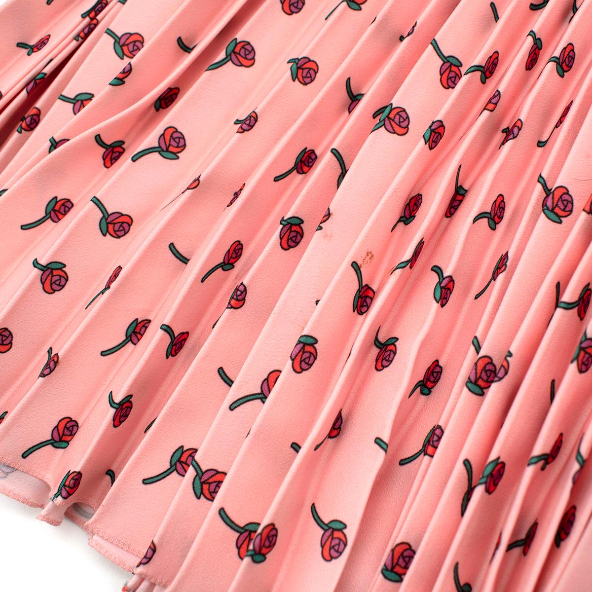 Prada Pink Roses Print Pleated Skirt - Size US 2 1