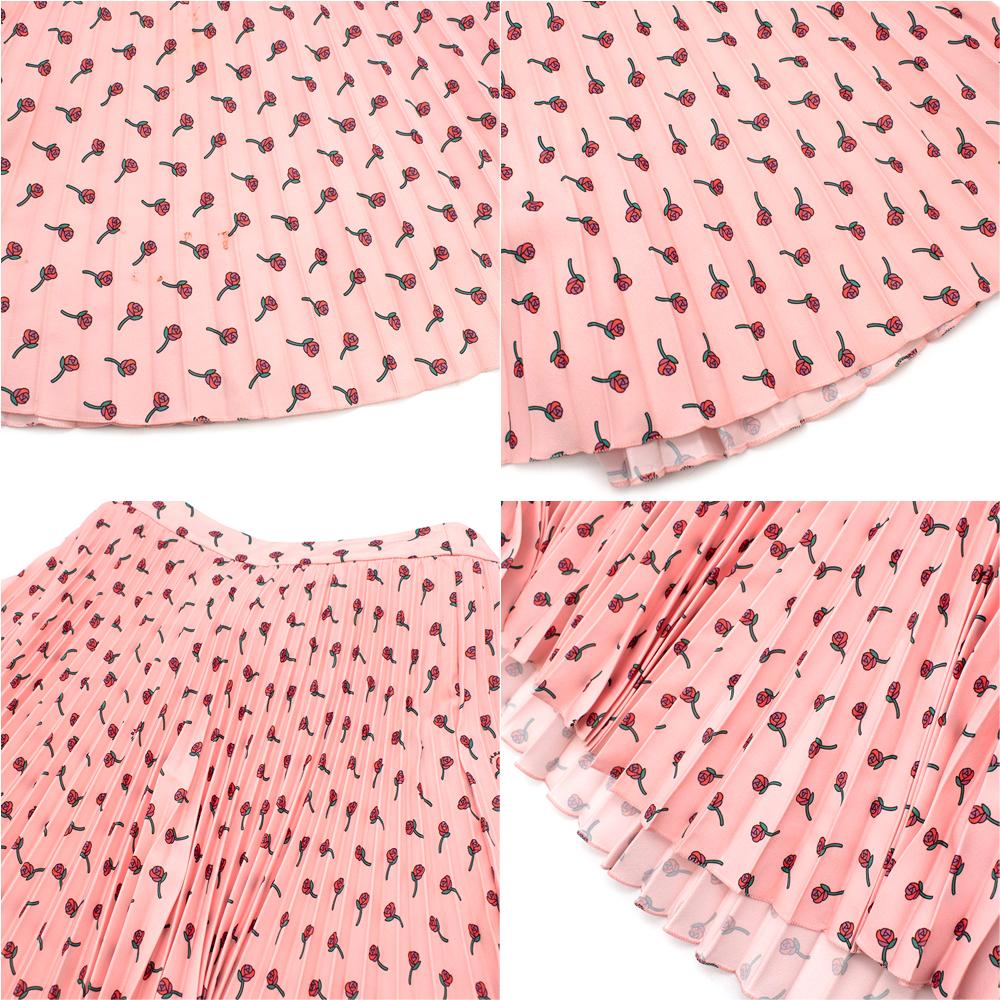 Prada Pink Roses Print Pleated Skirt - Size US 2 2