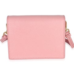 Prada Pink Saffiano Card Holder With Strap