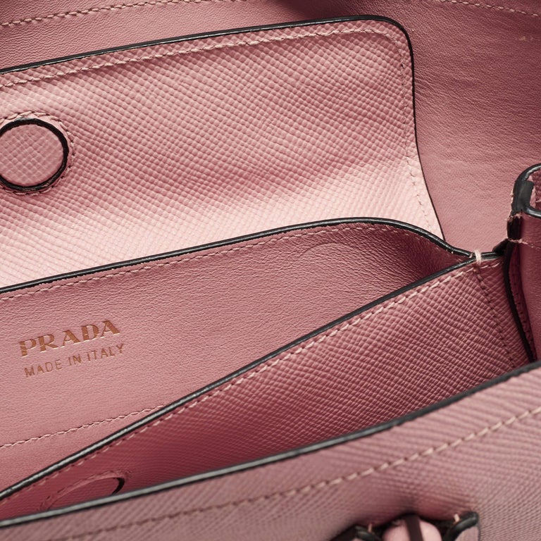 Prada Pink Saffiano Cuir Leather Medium Double Handle Tote at 1stDibs