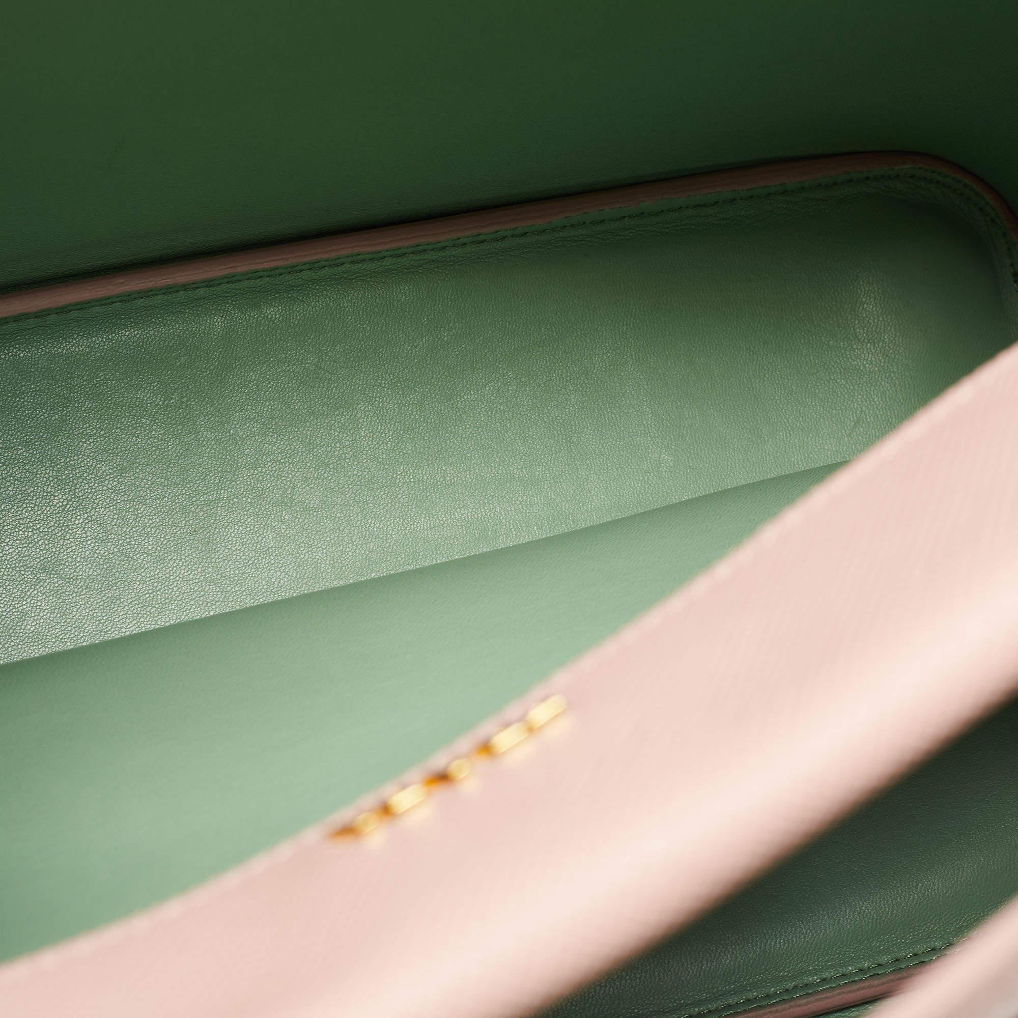 Prada Pink Saffiano Cuir Leather Medium Double Handle Tote 12