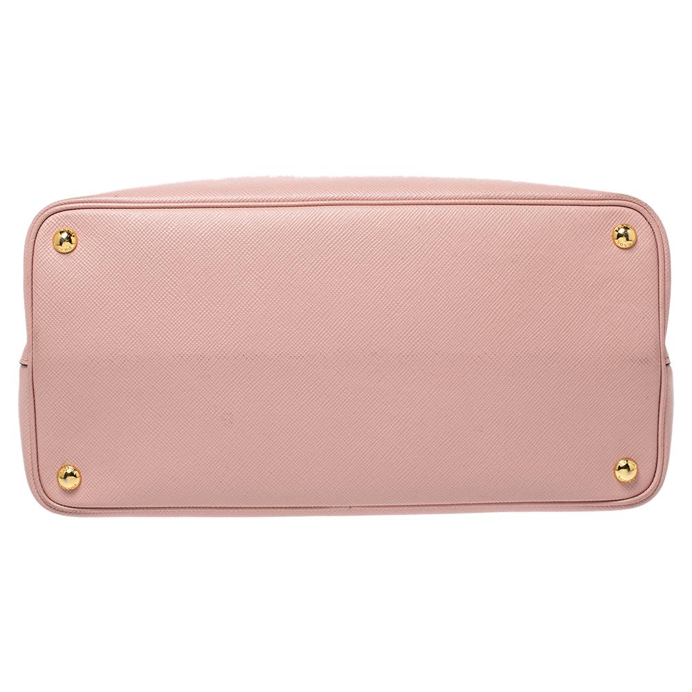 Prada Rosa Saffiano Cuir Leder Medium Double Handle Tote Damen