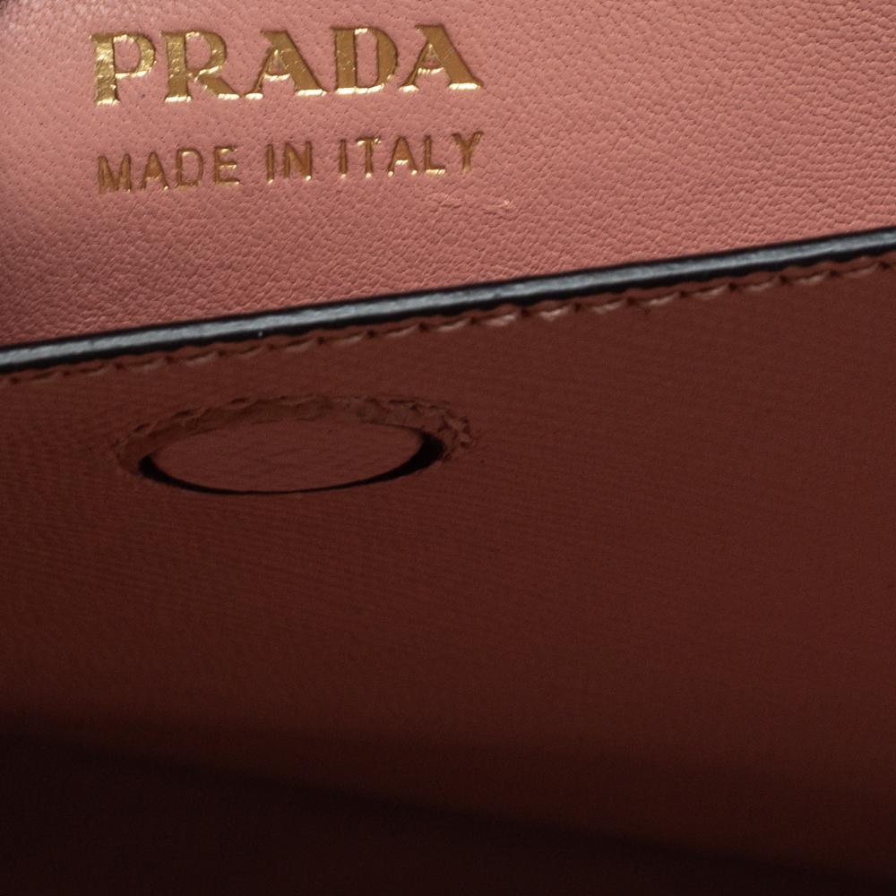 Prada Rosa Saffiano Cuir Leder Medium Double Handle Tote 4