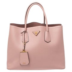 Prada Pink Saffiano Cuir Leather Medium Double Handle Tote