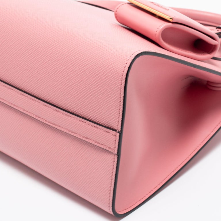 Prada Medium Saffiano Cuir Monochrome Bag - Pink Handle Bags