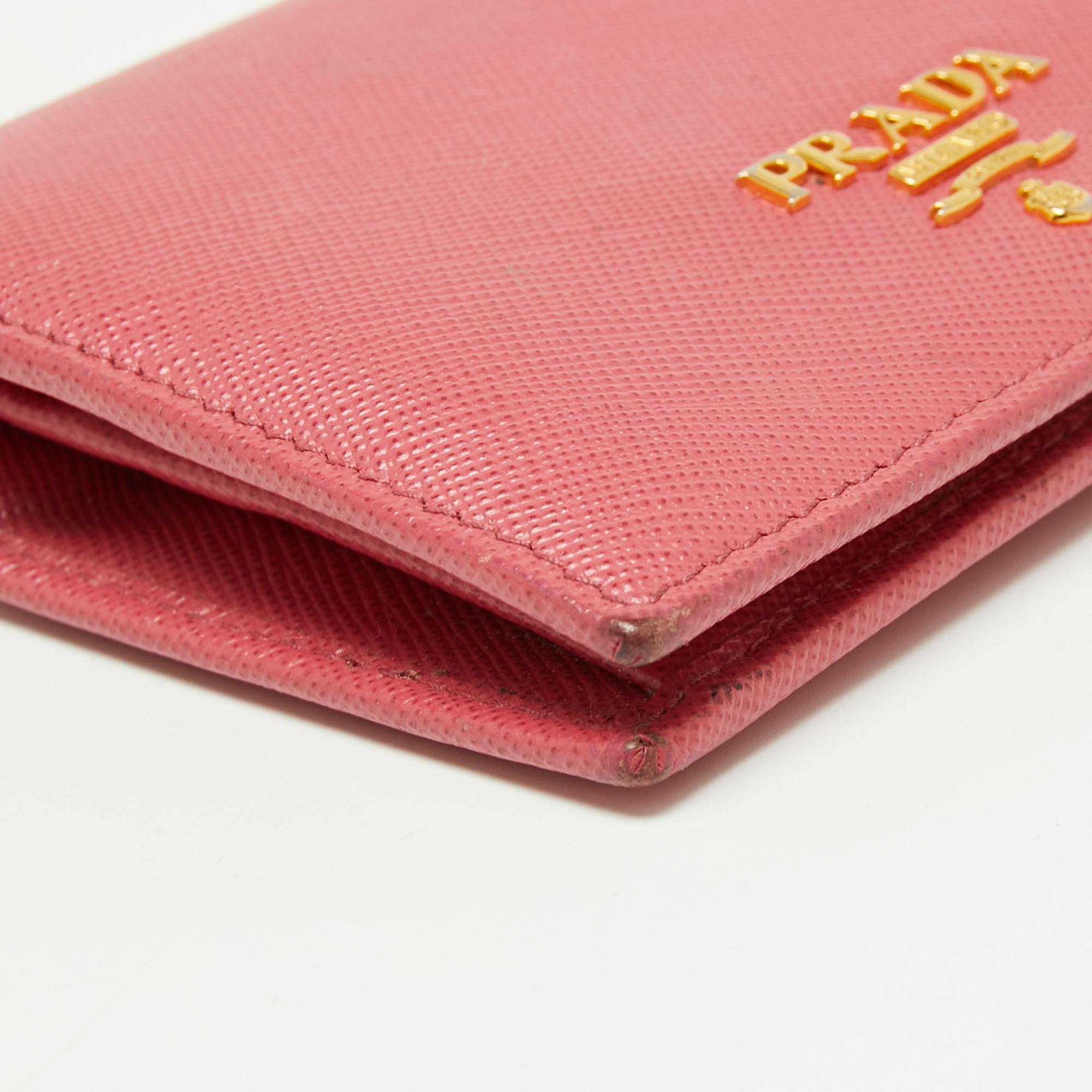 Prada Pink Saffiano Leather Bifold Card Case 3