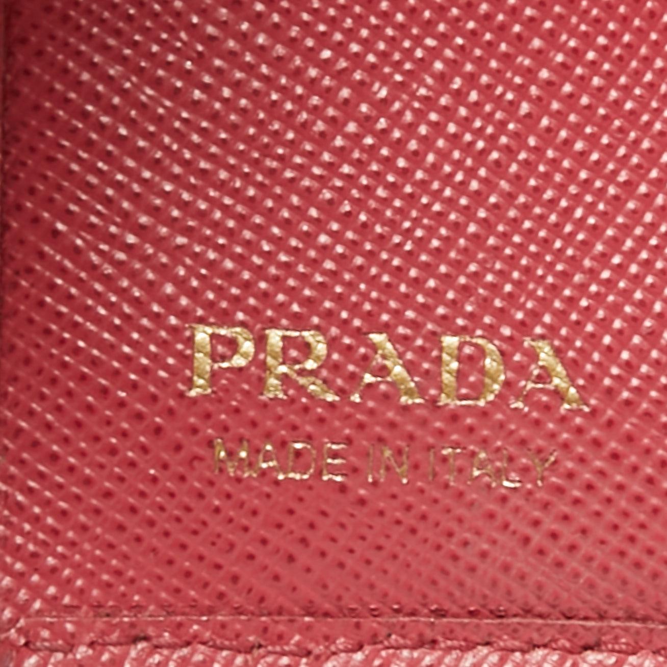 Prada Pink Saffiano Leather Bifold Card Case For Sale at 1stDibs ...