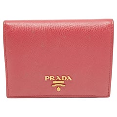 Prada Pink Saffiano Leather Bifold Card Case