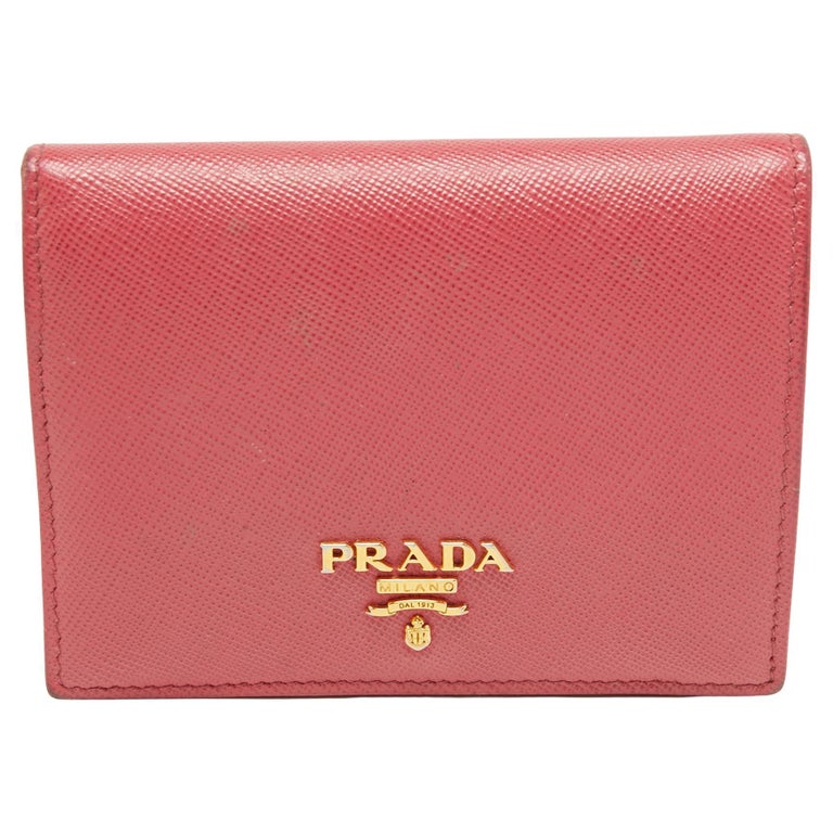 Prada Saffiano Peonia Fiocco Bow Pink Wallet PR-W1005P-A005 For Sale at  1stDibs