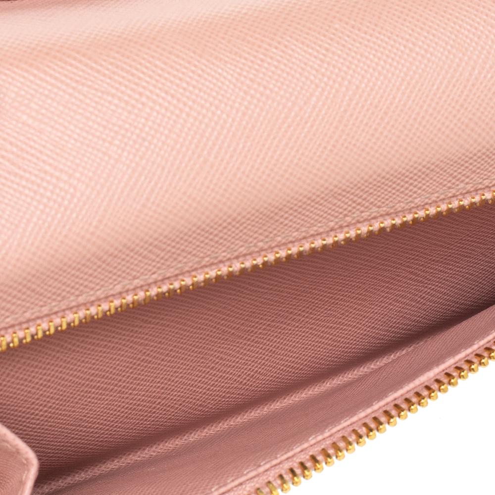 Orange Prada Pink Saffiano Leather Bow Wallet