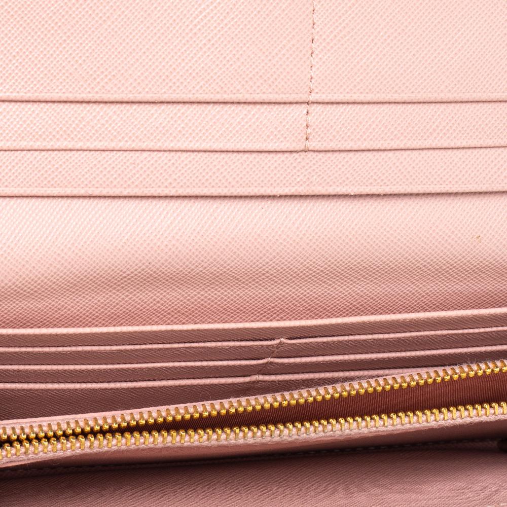 Women's Prada Pink Saffiano Leather Bow Wallet