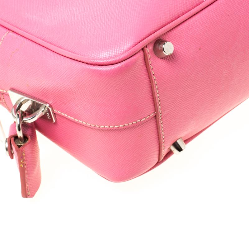 Prada Pink Saffiano Leather Bowler Bag 4