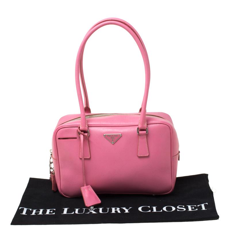 Prada Pink Saffiano Leather Bowler Bag 6
