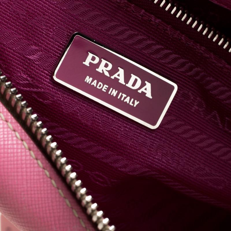 Prada Pink Saffiano Leather Bowler Bag 1