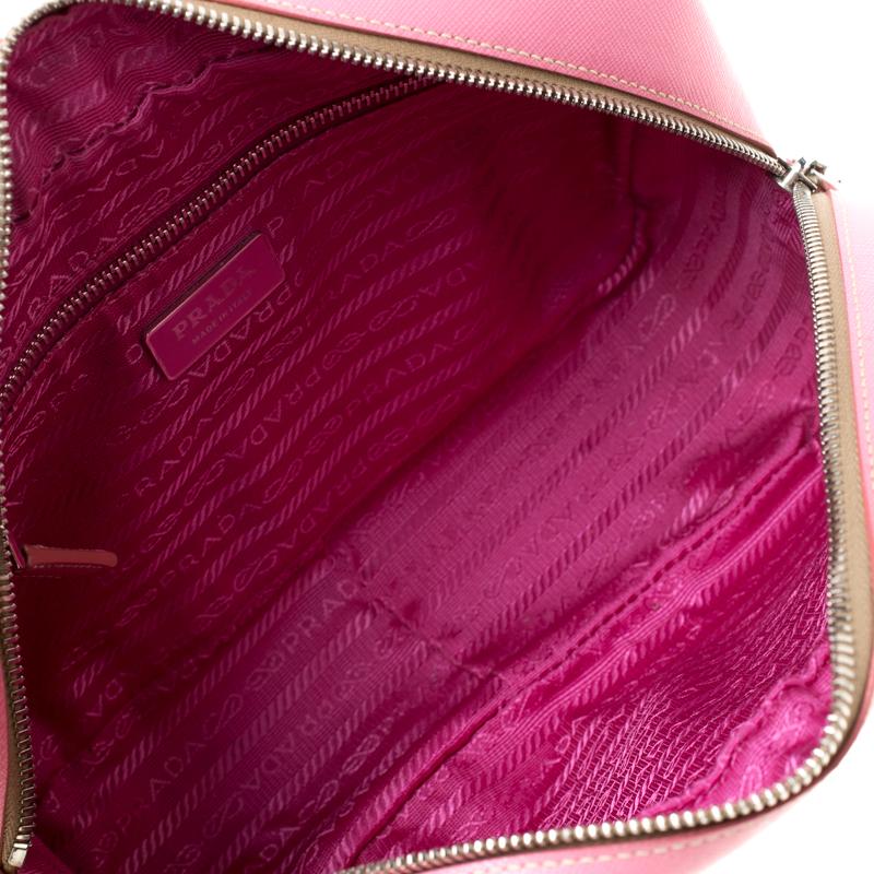 Prada Pink Saffiano Leather Bowler Bag 3