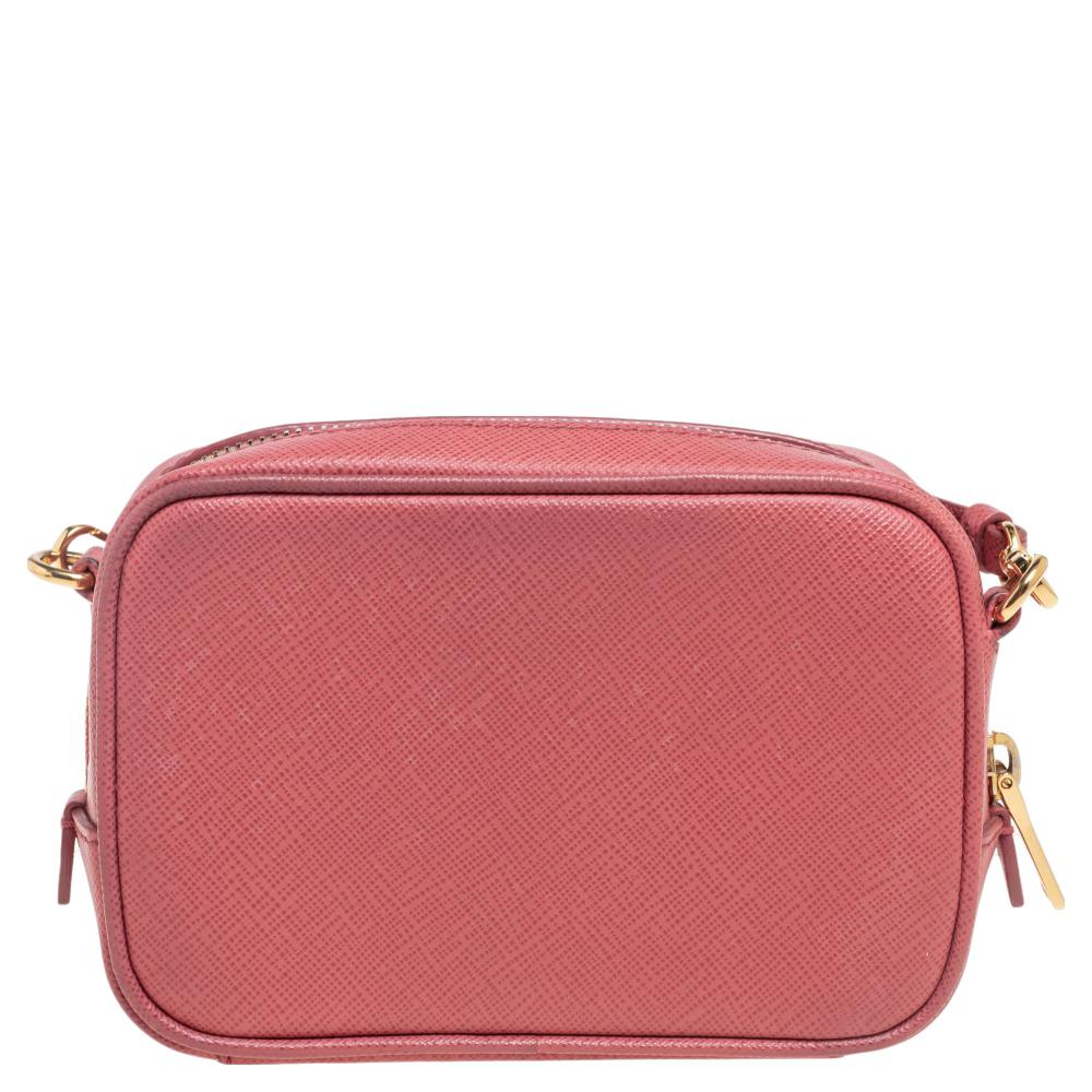 Women's Prada Pink Saffiano Leather Camera Crossbody Bag