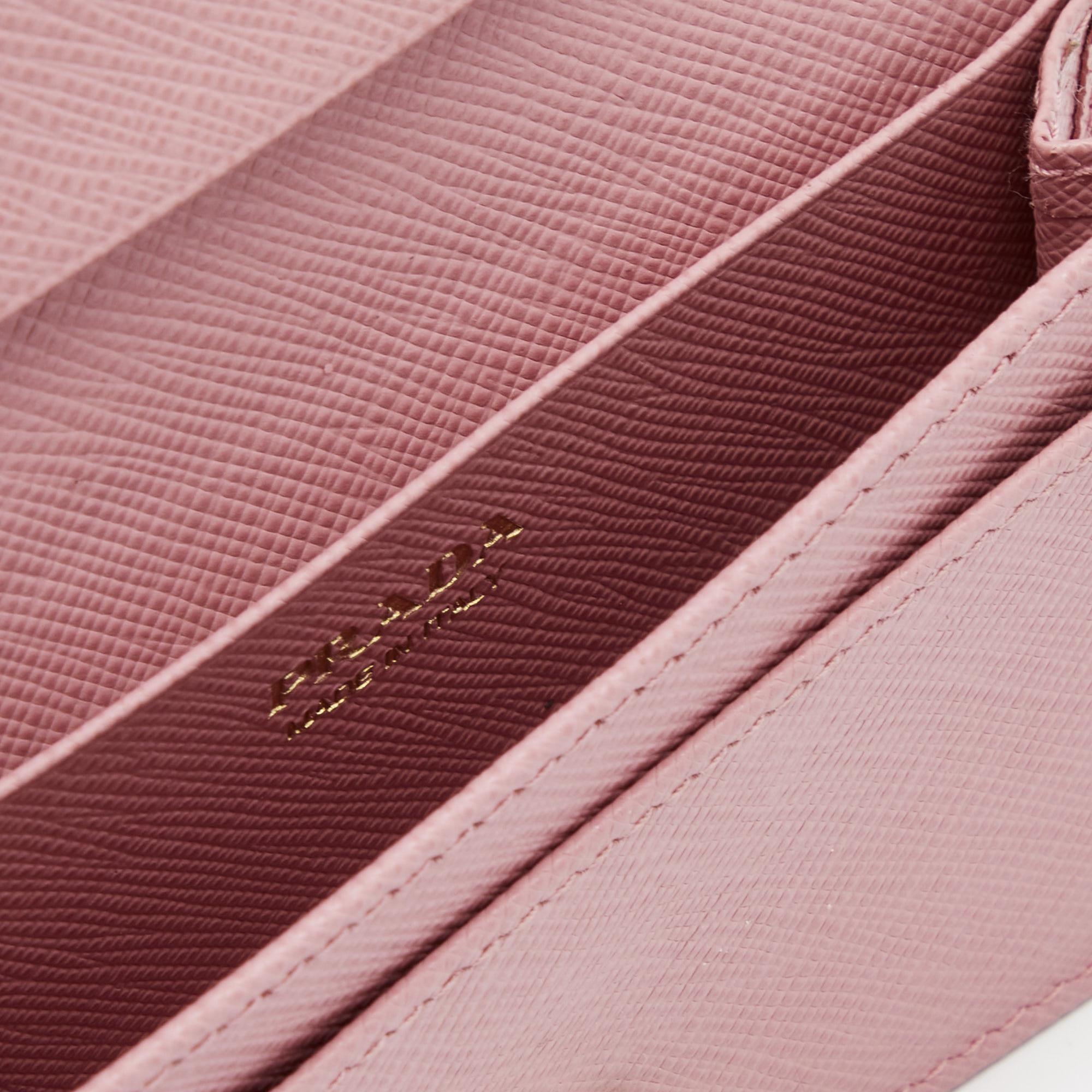 Prada Pink Saffiano Leather Card Holder 1