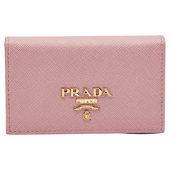 Prada Rosa Saffiano-Leder-Kartenhalter