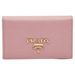 Prada Pink Saffiano Leather Card Holder