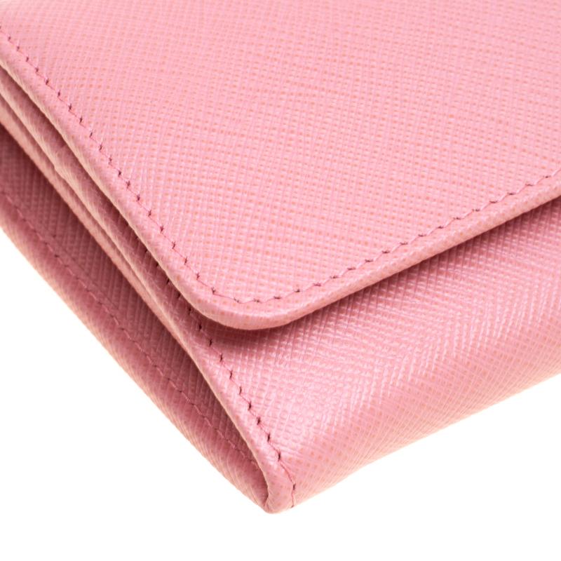 Prada Pink Saffiano Leather Continental Wallet 6