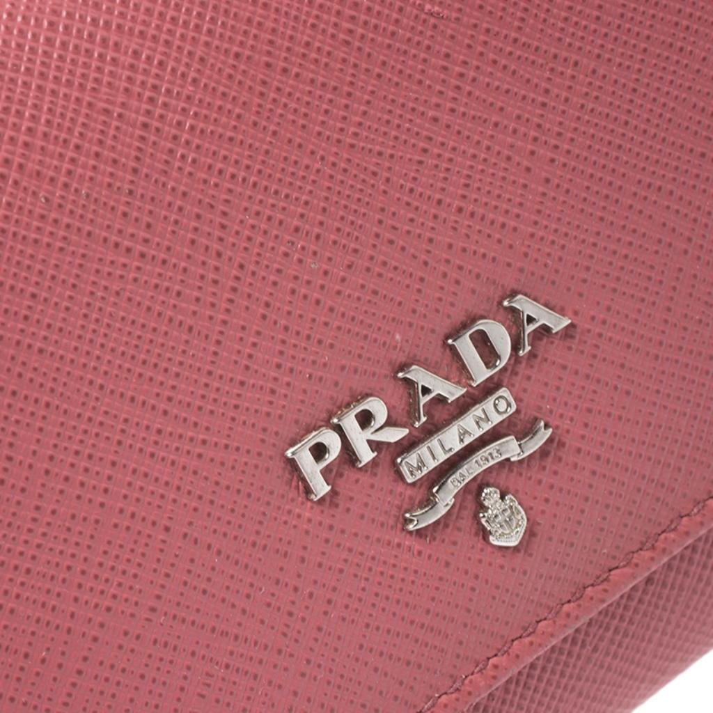 Prada Pink Saffiano Leather Continental Wallet 2