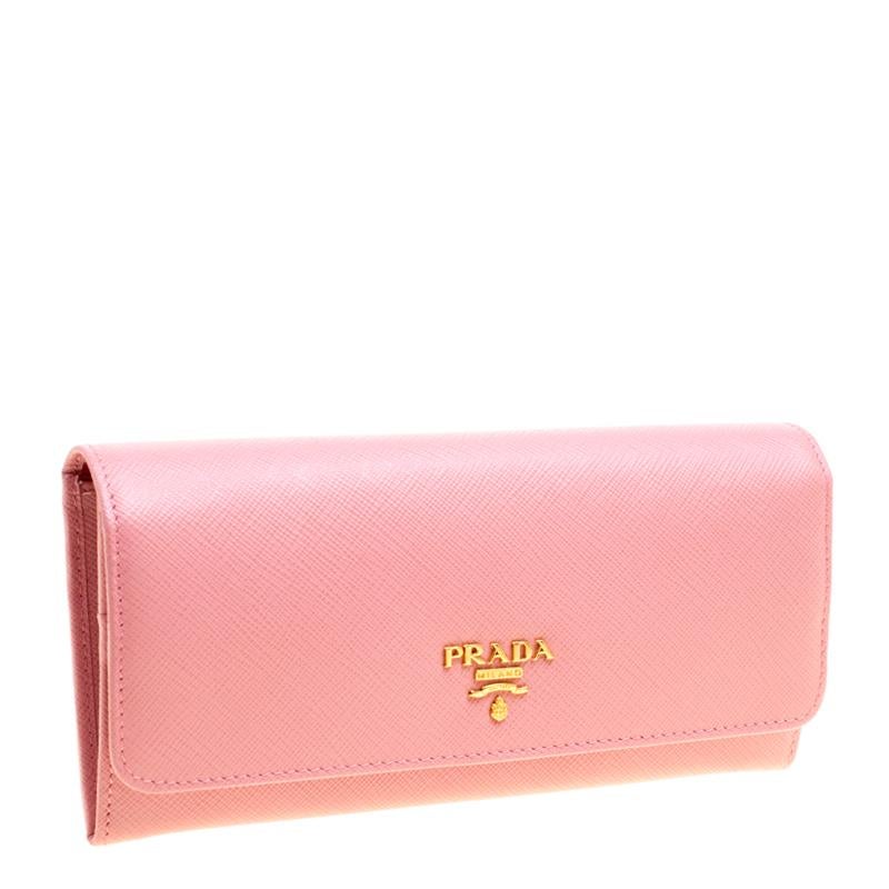 Prada Pink Saffiano Leather Continental Wallet 4