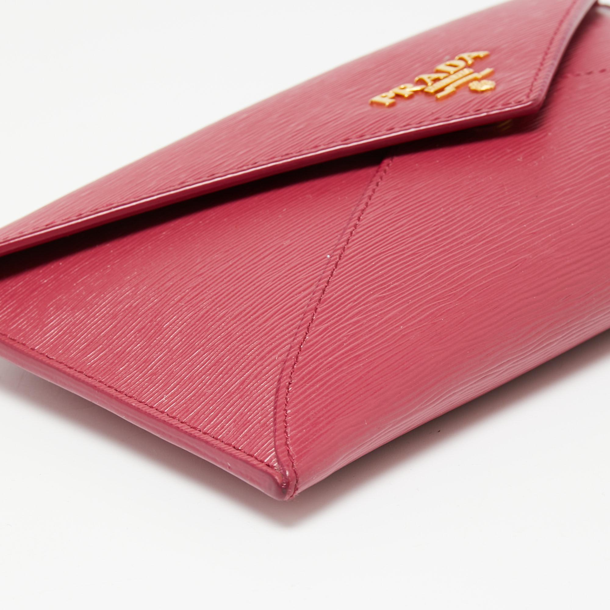 Prada Pink Saffiano Leather Envelope Wallet 3