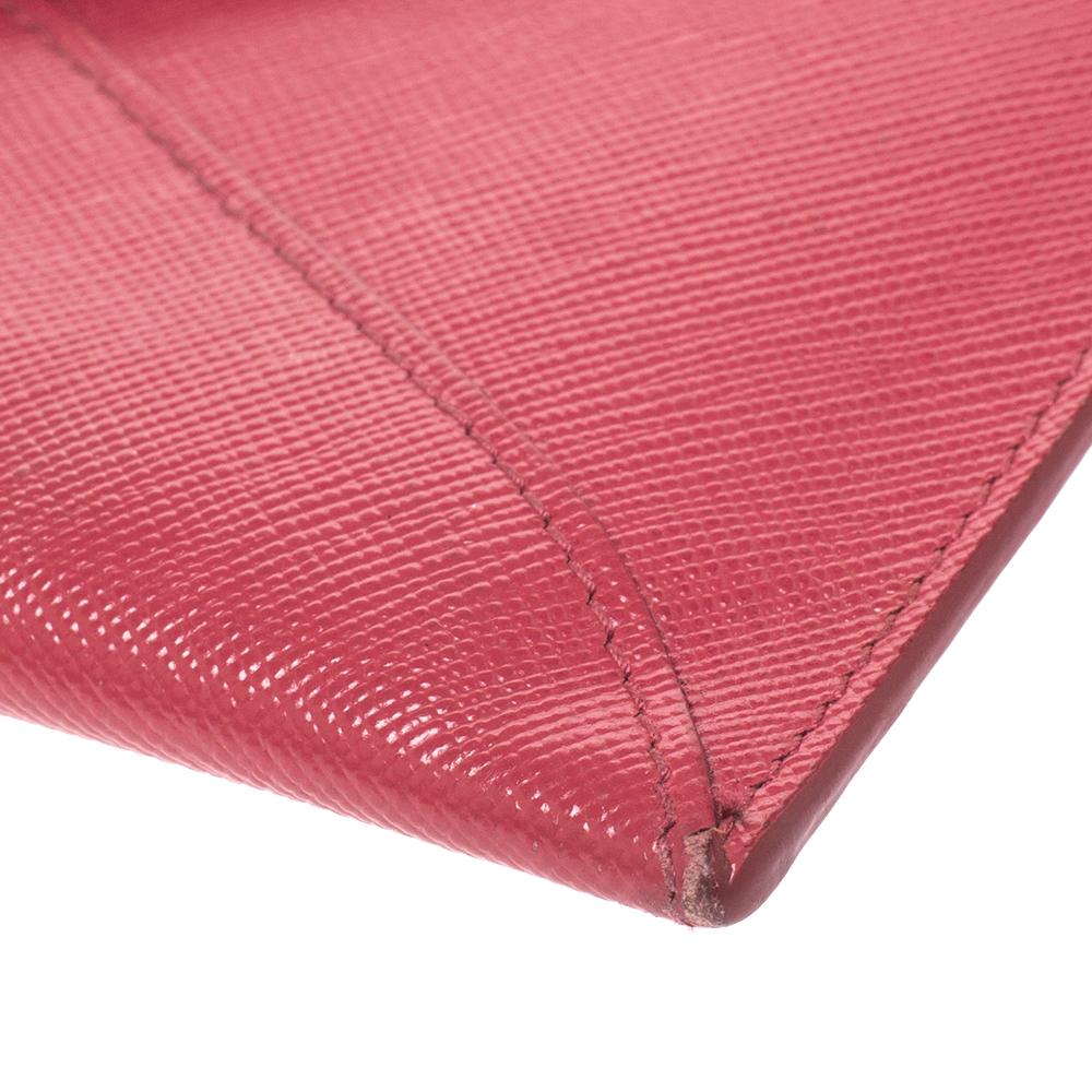 Prada Pink Saffiano Leather Envelope Wallet 1