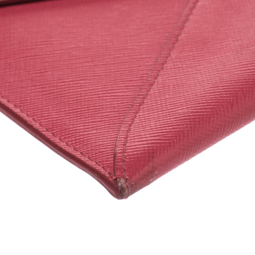 Prada Pink Saffiano Leather Envelope Wallet 3