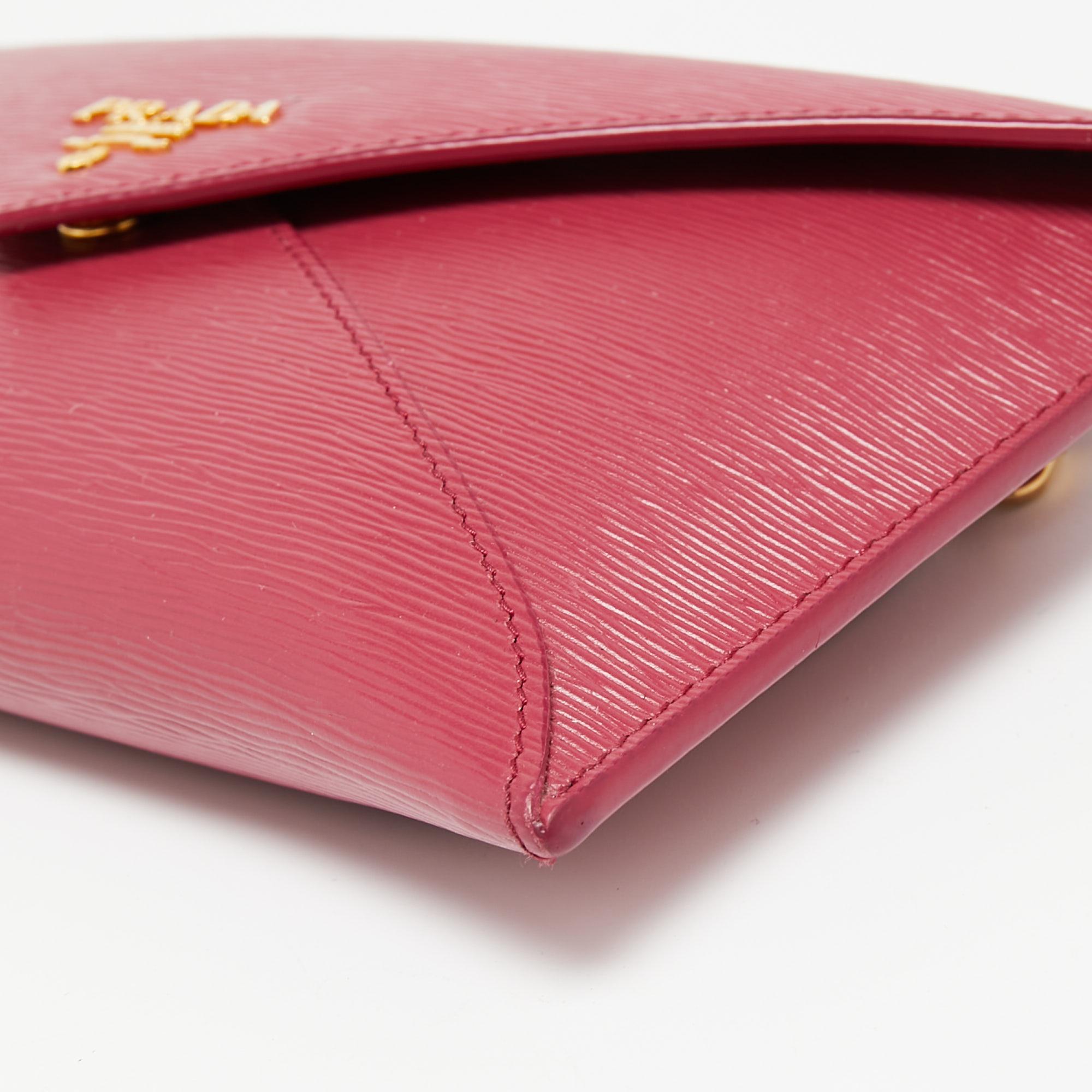 Prada Pink Saffiano Leather Envelope Wallet 2
