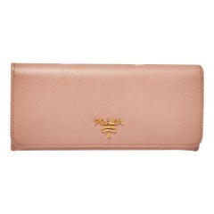 Prada Pink Saffiano Leather Flap Continental Wallet