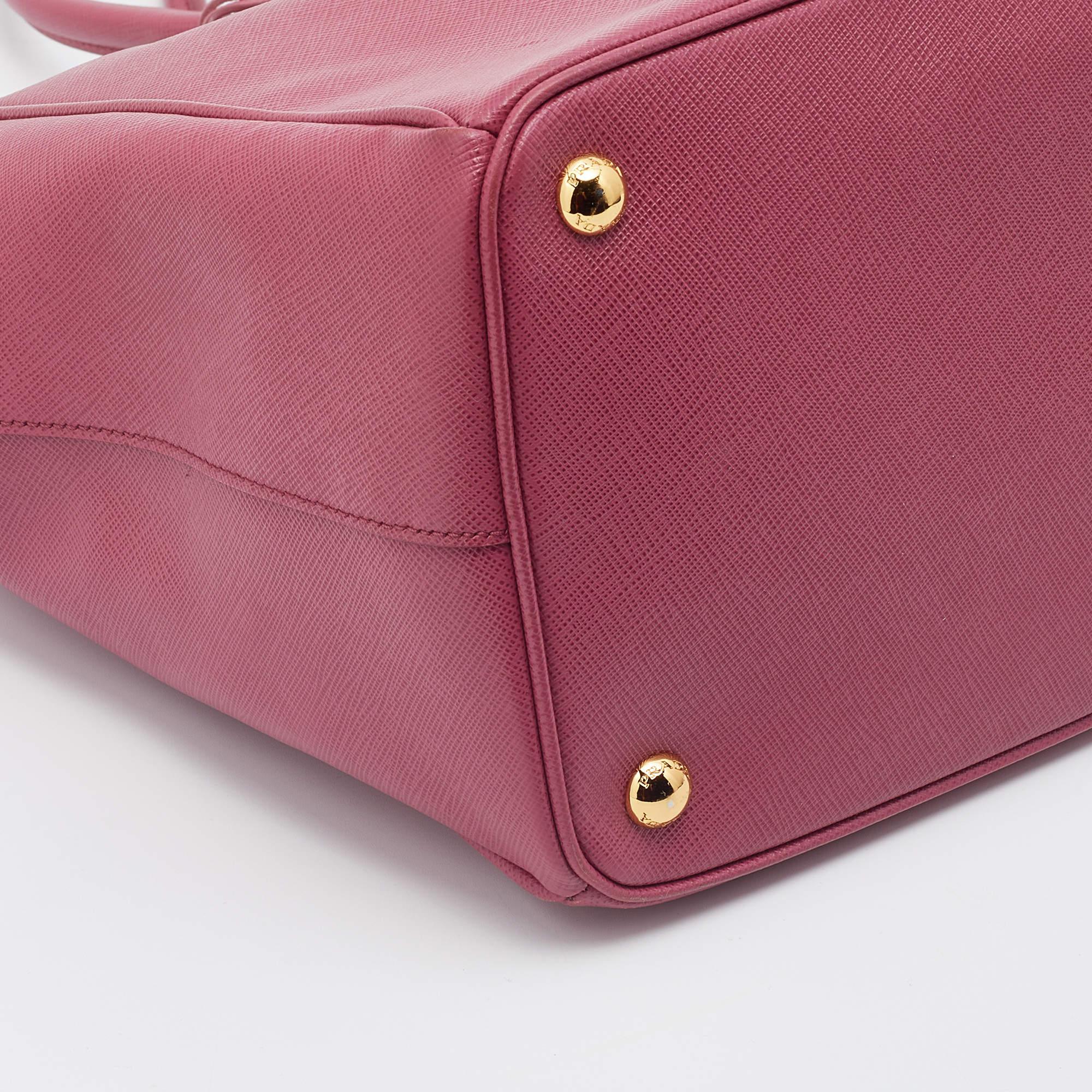 Prada Pink Saffiano Leather Large Double Zip Tote 3
