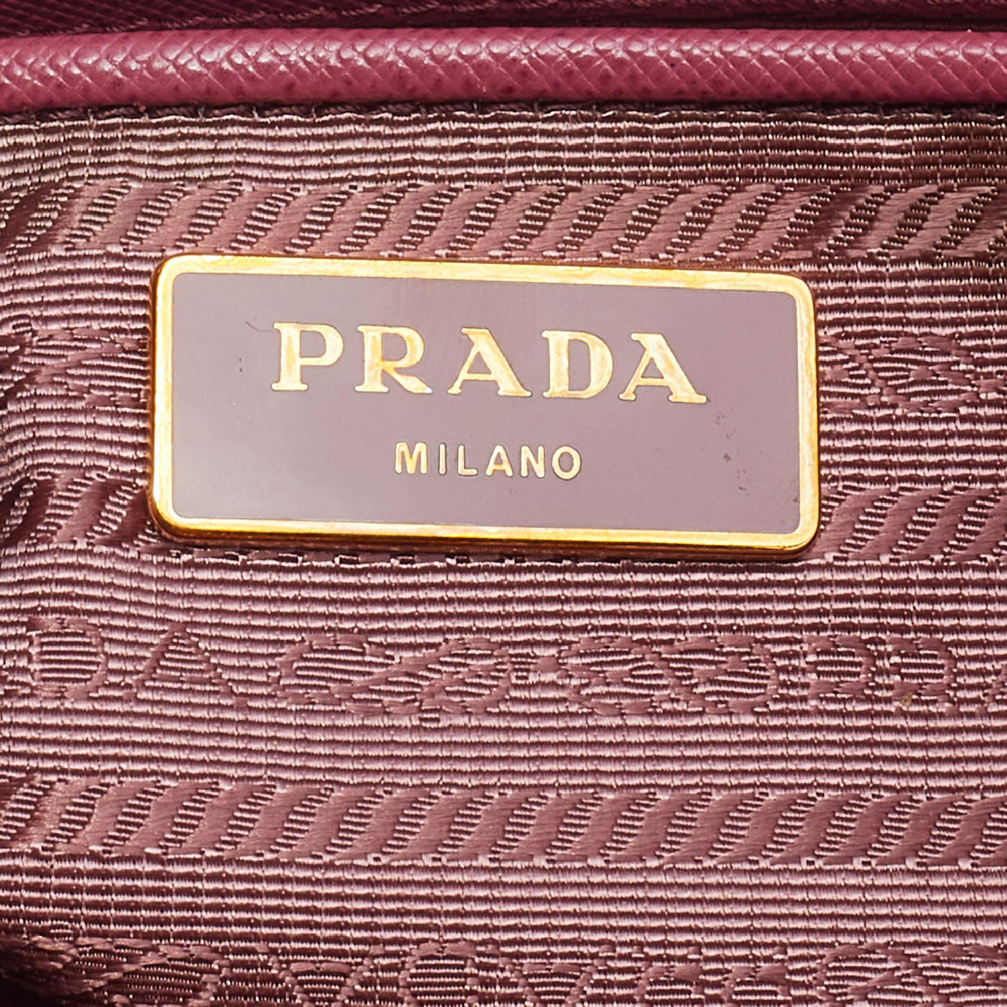 Prada Pink Saffiano Leather Large Double Zip Tote 4