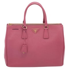 Prada Pink Saffiano Leather Large Double Zip Tote