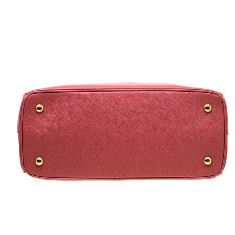 Prada Pink Saffiano Leather Lux Medium Double Zip Top Handle Bag For ...