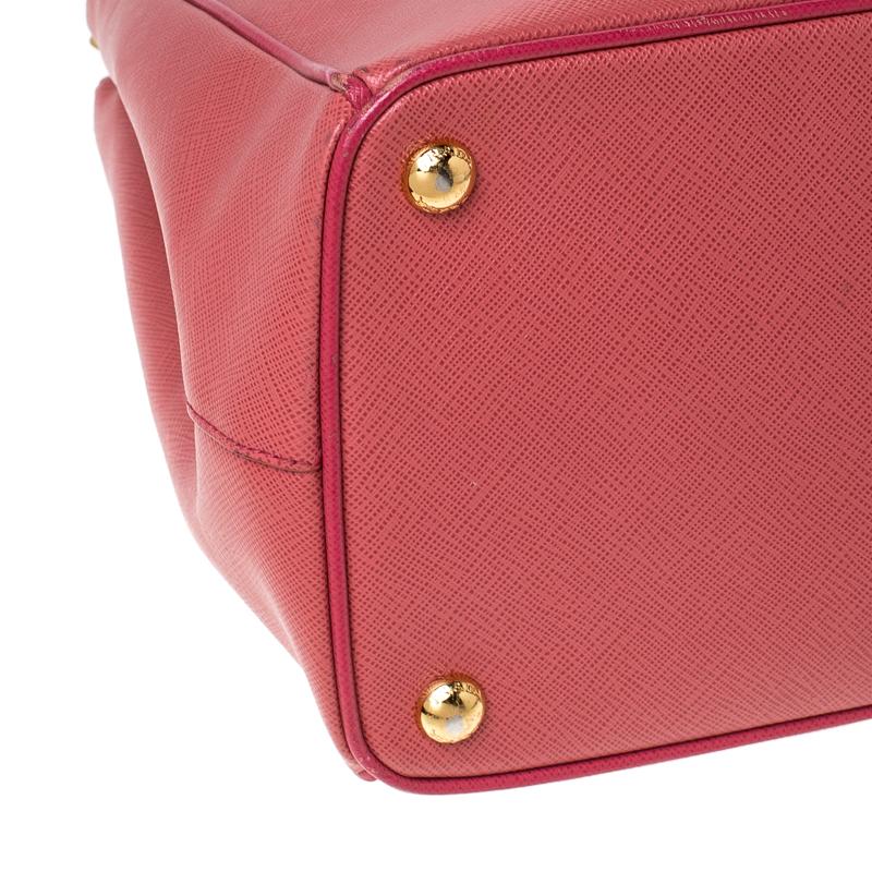 Prada Pink Saffiano Leather Medium Double Zip Tote 6