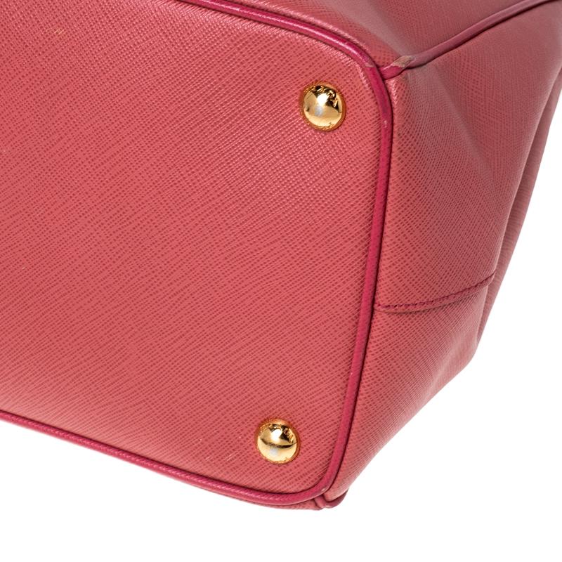 Prada Pink Saffiano Leather Medium Double Zip Tote 1