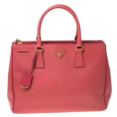 Prada Pink Saffiano Leather Medium Double Zip Tote