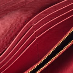 Prada Pink Saffiano Leather Metal Flap Continental Wallet