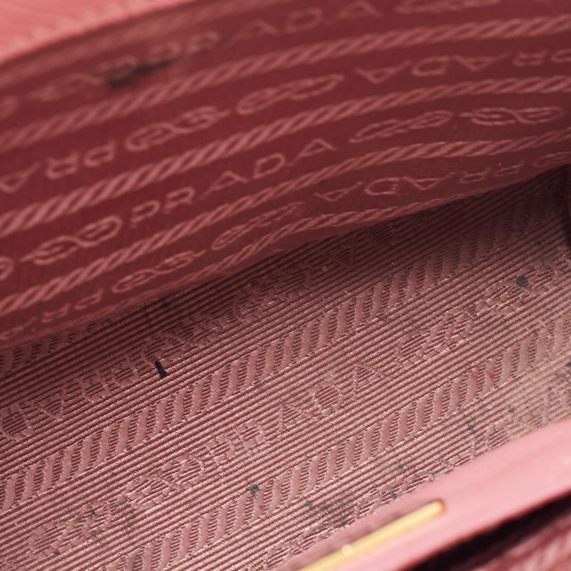 Prada Pink Saffiano Leather Mini Galleria Double Zip Tote 6