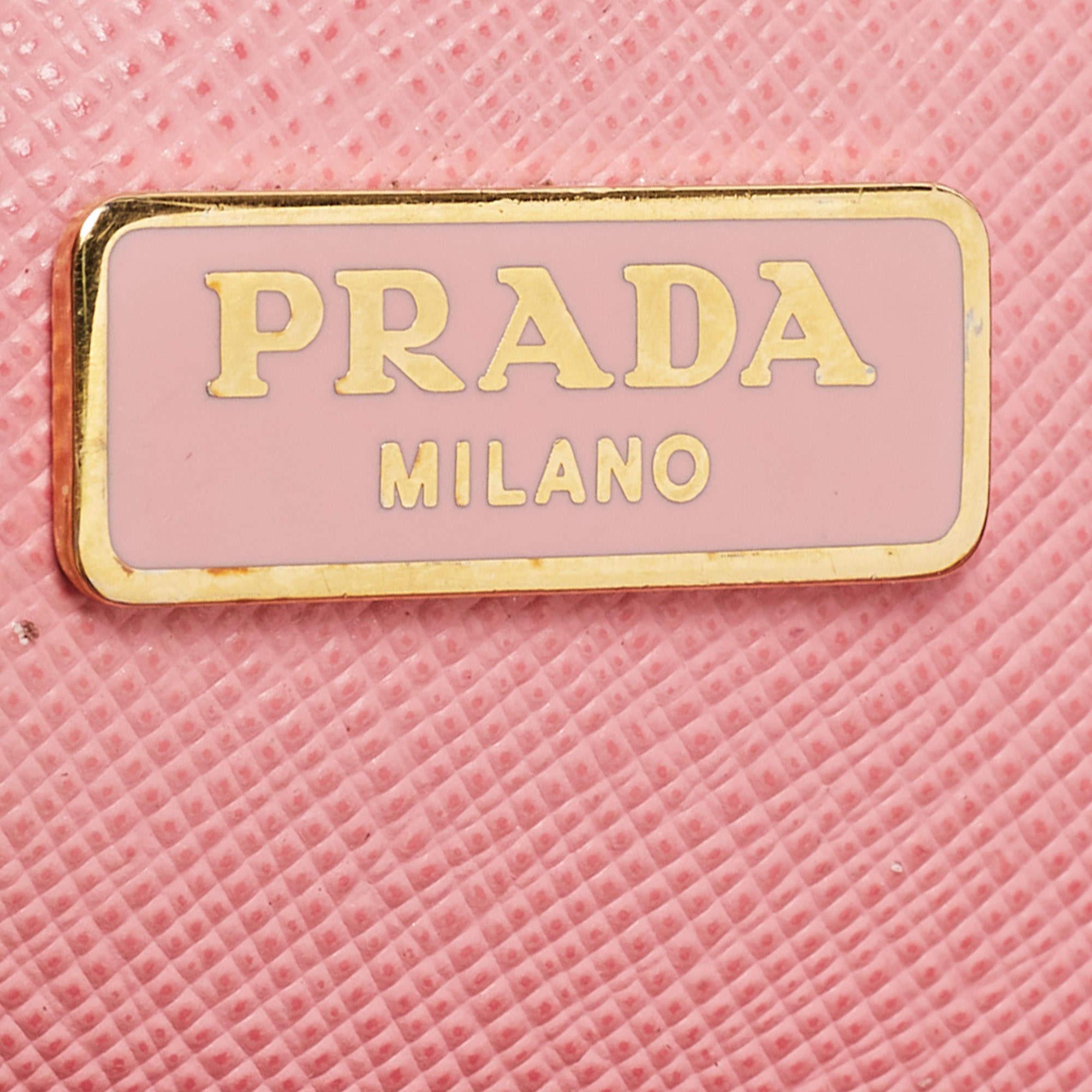 Prada Pink Saffiano Leather Mini Galleria Double Zip Tote 7