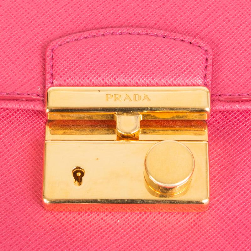 Pink PRADA pink Saffiano leather MINI SOUND Crossbody Shoulder Bag