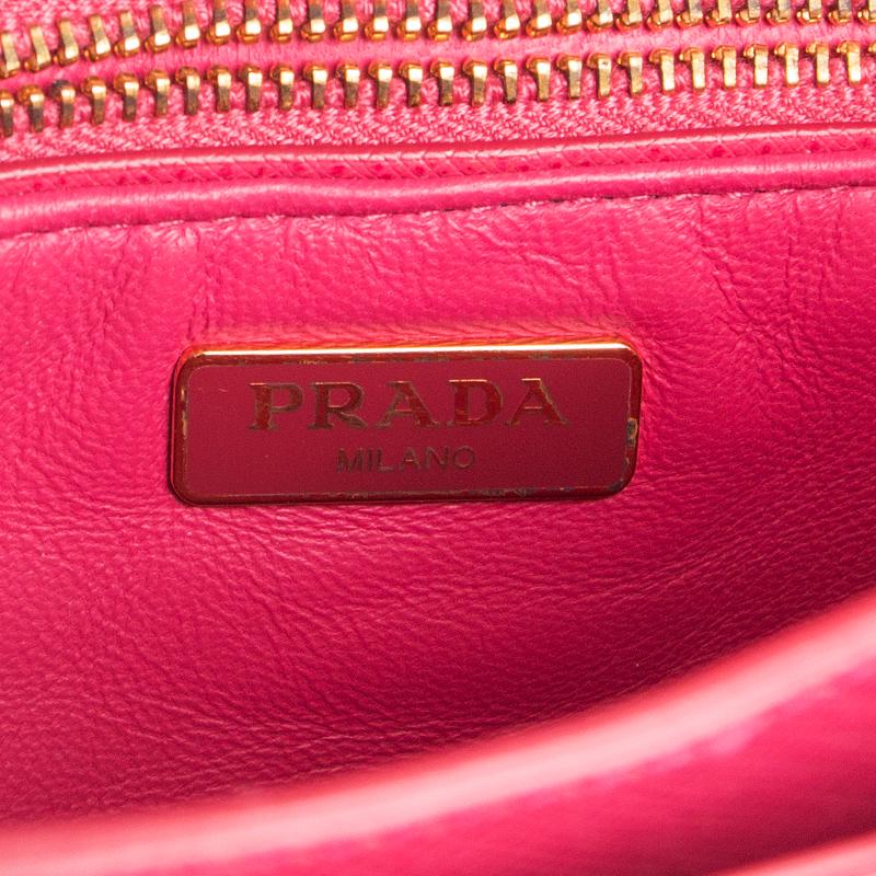 Women's PRADA pink Saffiano leather MINI SOUND Crossbody Shoulder Bag